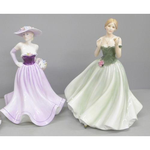 607 - Three figures, Royal Worcester Keepsake, and Coalport Helena and Demetria