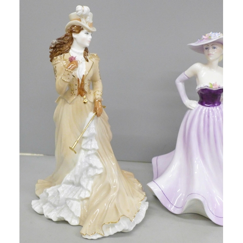 607 - Three figures, Royal Worcester Keepsake, and Coalport Helena and Demetria