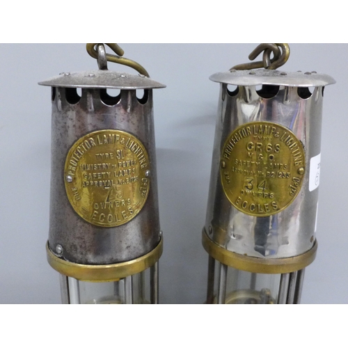 609 - Two Eccles miner’s lamps