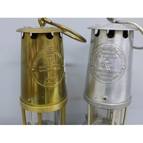 610 - Two Eccles miner’s lamps, including Prestwich’s Patent