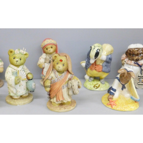 626 - A collection of thirteen figures; five Beatrix Potter, two Beswick, two Royal Albert and one other, ... 