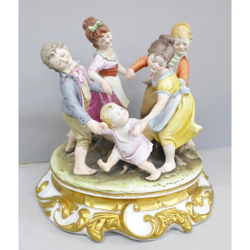 628 - A Capodimonte figure group with Neopolitan stamp, 'Ring a Roses'