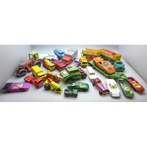 654 - A collection of model vehicles including Dinky Toys and Matchbox