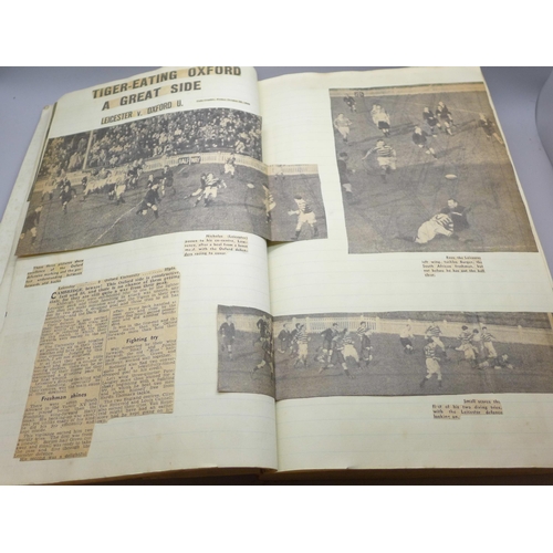 657 - A scrap album containing newspaper cuttings of early to mid century footballers and articles