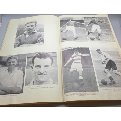 657 - A scrap album containing newspaper cuttings of early to mid century footballers and articles