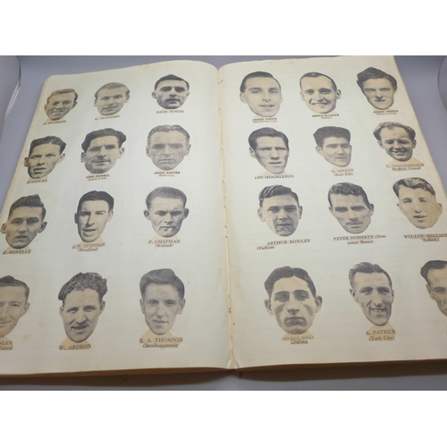 657 - A scrap album containing newspaper cuttings of early to mid century footballers and articles