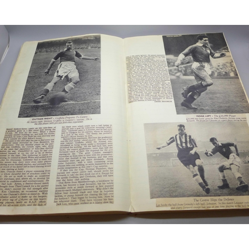 657 - A scrap album containing newspaper cuttings of early to mid century footballers and articles