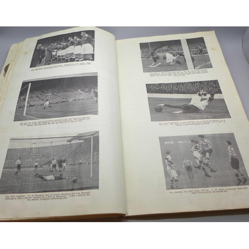 657 - A scrap album containing newspaper cuttings of early to mid century footballers and articles