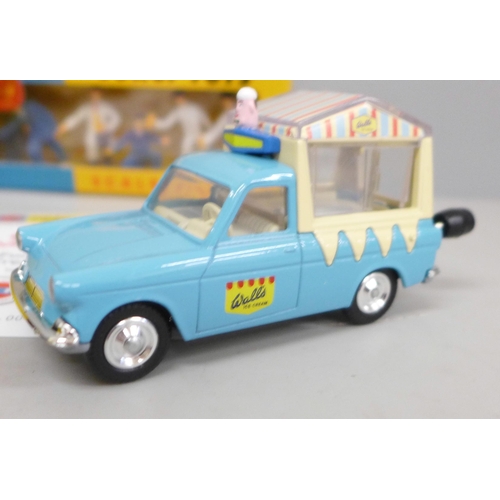 679 - A collection of Corgi Model Club items including Wall's musical ice cream van 474, 1969 catalogue, C... 