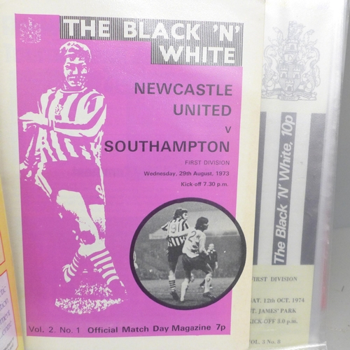 689 - Football; Newcastle United FC, autographs (Shearer, Beasant, Lua Lua, etc.) plus a selection of home... 