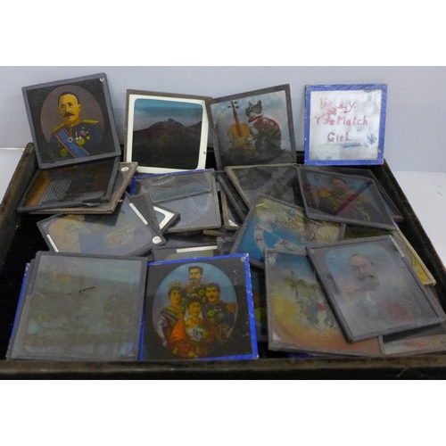 690 - A collection of coloured magic lantern slides