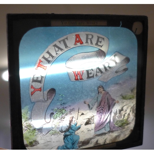 690 - A collection of coloured magic lantern slides