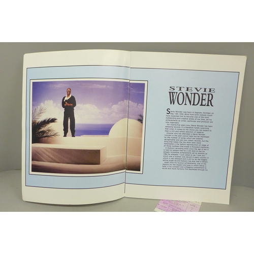 691 - A Stevie Wonder programme, signed with ticket, NEC 1987, no CoA, (signed at the concert)