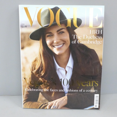 697 - A copy of Vogue - Vogue's 100 years, HRH The Duchess of Cambridge cover, June 2016