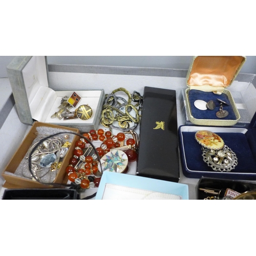 702 - A box of costume jewellery, etc.