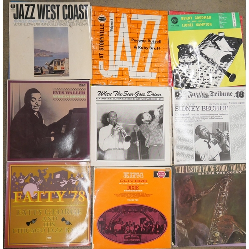 724 - A collection of Jazz albums including The Bix Beiderbecke Story, Bix and Tram, King Oliver and Sidne... 