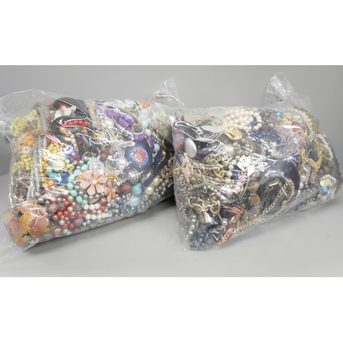 727 - Two bags of costume jewellery