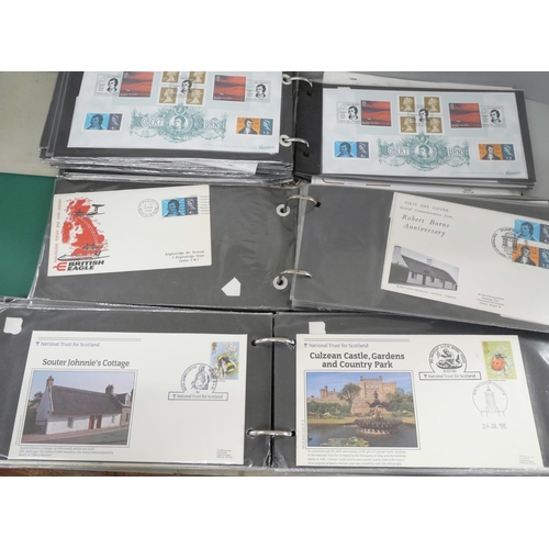 753 - Stamps; Scotland, three albums of first day covers, two mainly Robert The Bruce commemorative issues... 