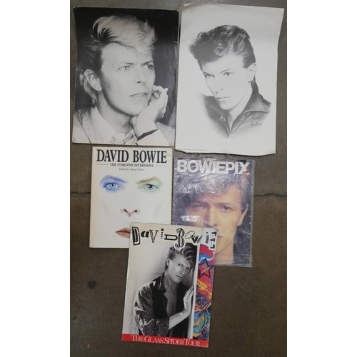 758 - A collection of David Bowie memorabilia including tour programme The Glass Spider tour, four Calenda... 