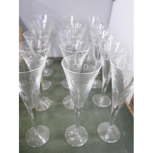 772 - Fifteen tall John Rocha 'Geo' pattern Waterford crystal glasses, (8, 4 and 3)