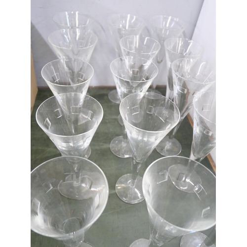 772 - Fifteen tall John Rocha 'Geo' pattern Waterford crystal glasses, (8, 4 and 3)