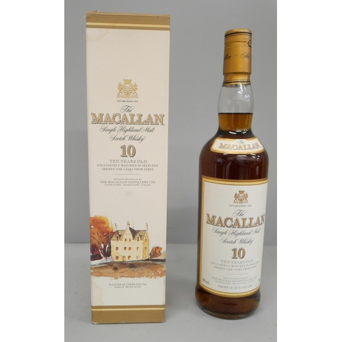 777B - A bottle of Macallan 10 year single malt Scotch whisky, boxed