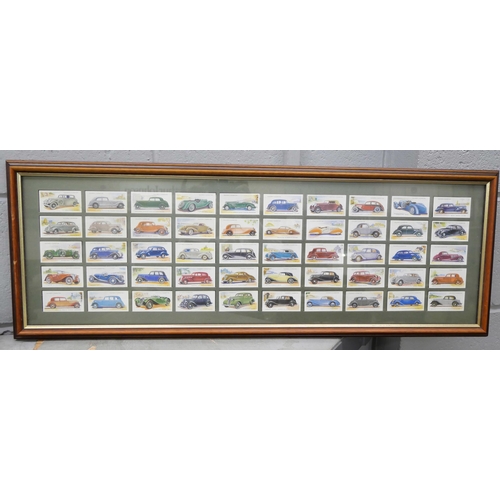 782 - A framed full set of 50 John Player Second Series cigarette cards, cars from the 1940's and 1950's