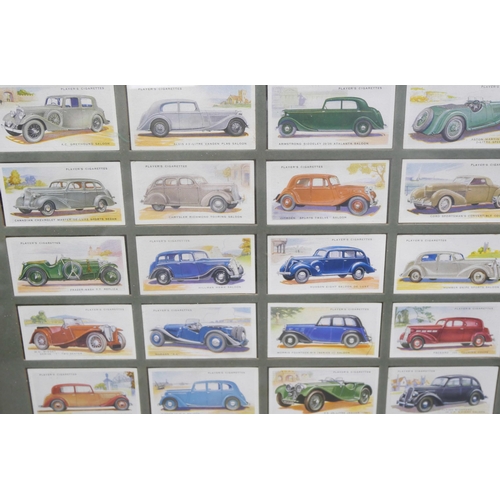 782 - A framed full set of 50 John Player Second Series cigarette cards, cars from the 1940's and 1950's