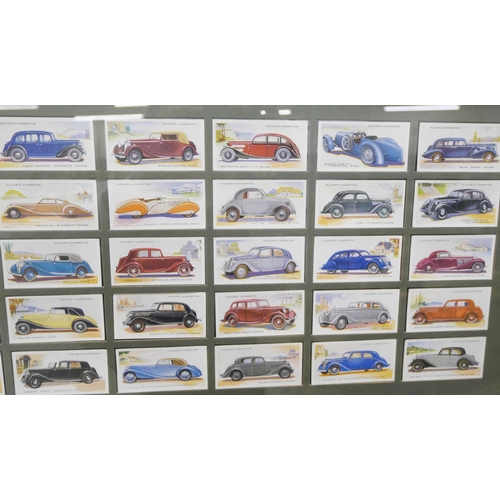 782 - A framed full set of 50 John Player Second Series cigarette cards, cars from the 1940's and 1950's