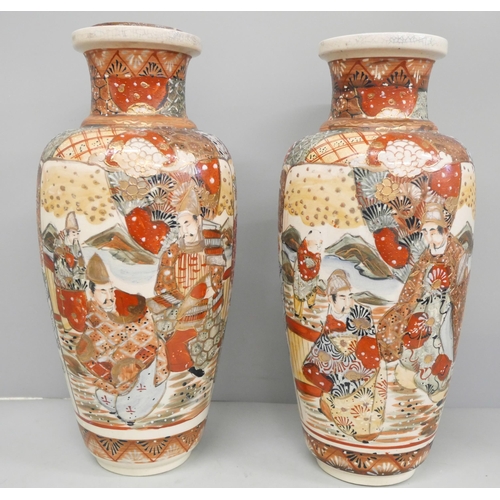 793 - A pair of satsuma vases, 35cm