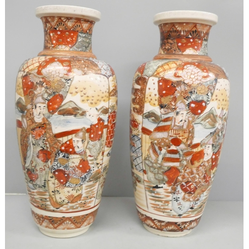 793 - A pair of satsuma vases, 35cm