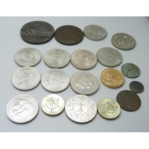 835 - A collection of coins and medallions