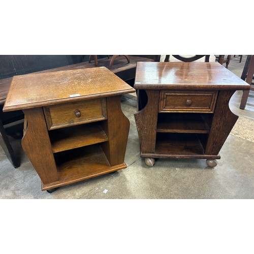 205 - A pair of Dutch style oak night stands