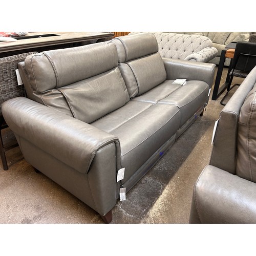 3111 - Aiden & Ivy Spencer Dark Grey  Leather 2.5 Seater Sofa , Original RRP £916.66 + Vat (4214-26) *This ... 