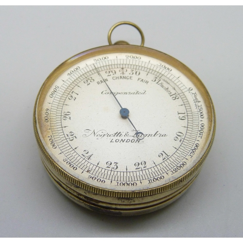 856 - A Negretti & Zambra, London pocket barometer, c1880s