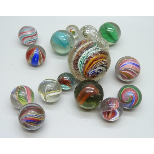 857 - A collection of latticino and other vintage marbles