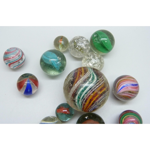 857 - A collection of latticino and other vintage marbles