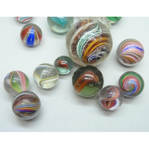 857 - A collection of latticino and other vintage marbles