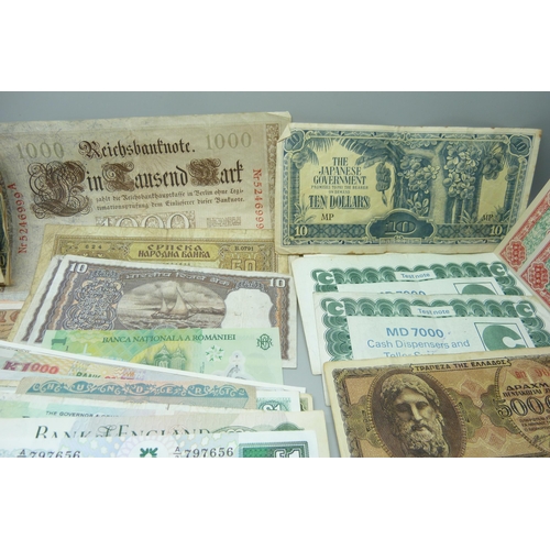 859 - A collection of UK and world banknotes