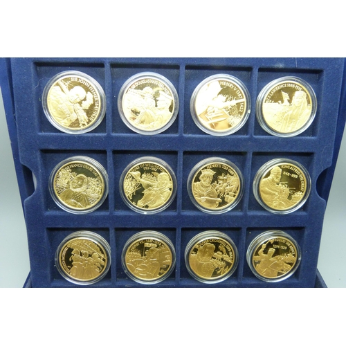 862 - A cased set of 24 Kings & Queens of England coins with certificates