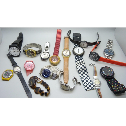 868 - Assorted Swatch wristwatches including two Pop Swatch examples