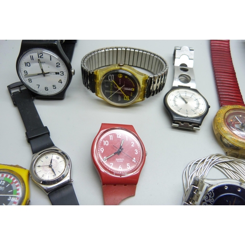 868 - Assorted Swatch wristwatches including two Pop Swatch examples