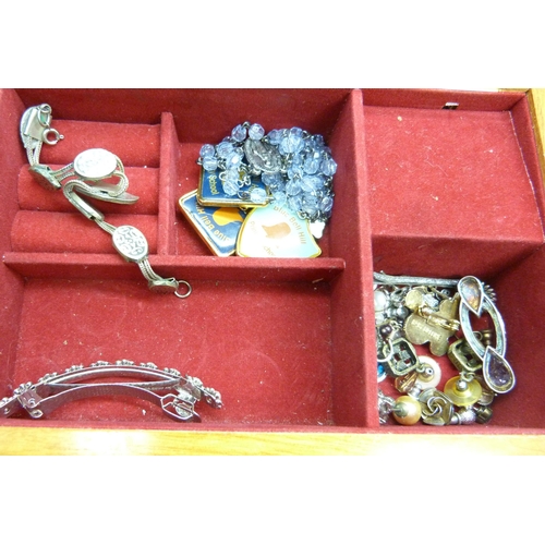 870 - A jewellery box containing wristwatches and costume jewellery