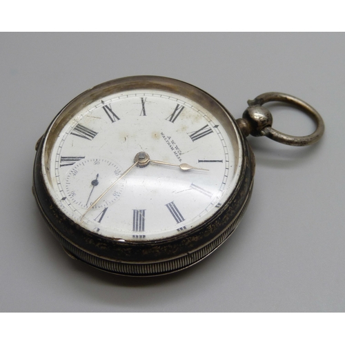 882 - A silver cased Waltham pocket watch