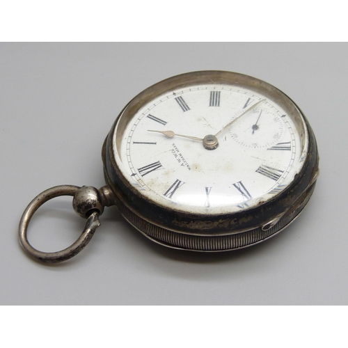 882 - A silver cased Waltham pocket watch