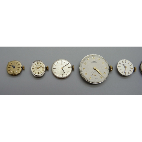 886 - Wristwatch movements including Omega, Rotary and Accurist