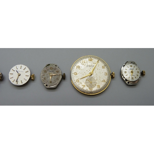 886 - Wristwatch movements including Omega, Rotary and Accurist