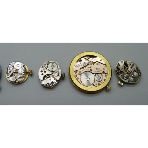 886 - Wristwatch movements including Omega, Rotary and Accurist