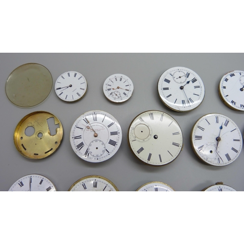 890 - Pocket watch movements including Waltham and J.G Graves