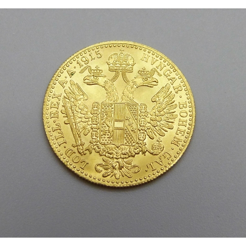 893 - An Austrian 1915 One Ducat gold coin